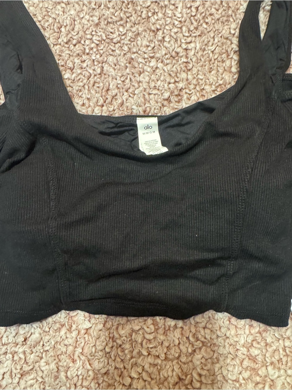 Black Cold-Shoulder Ribbed Crop Top - Picture 2 of 4